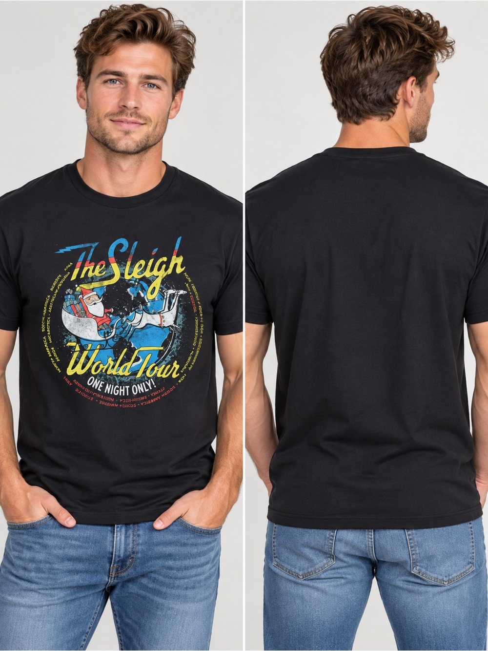 Target 🎯 Goodfellow & Co Black Short-Sleeve 'The Sleigh World Tour' Graphic Tee